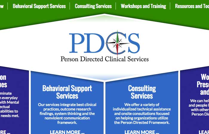 Screen shot of the Person Directed Clinical Services website
